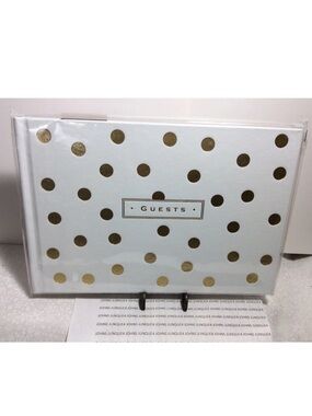Guest Book- White w/Gold polka dots.
